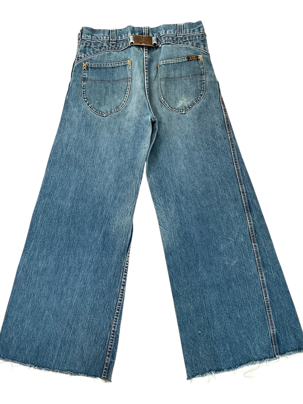 Vintage 70s Hash buckle back flare medium washed jeans 30 x 28 USA